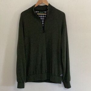 Orvis Green Zip Up Sweater with Ribbed Cuffs